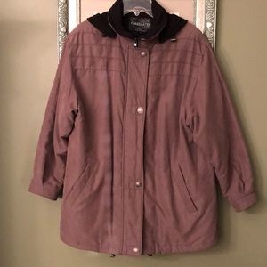 Soft brown and black mid length winter coat